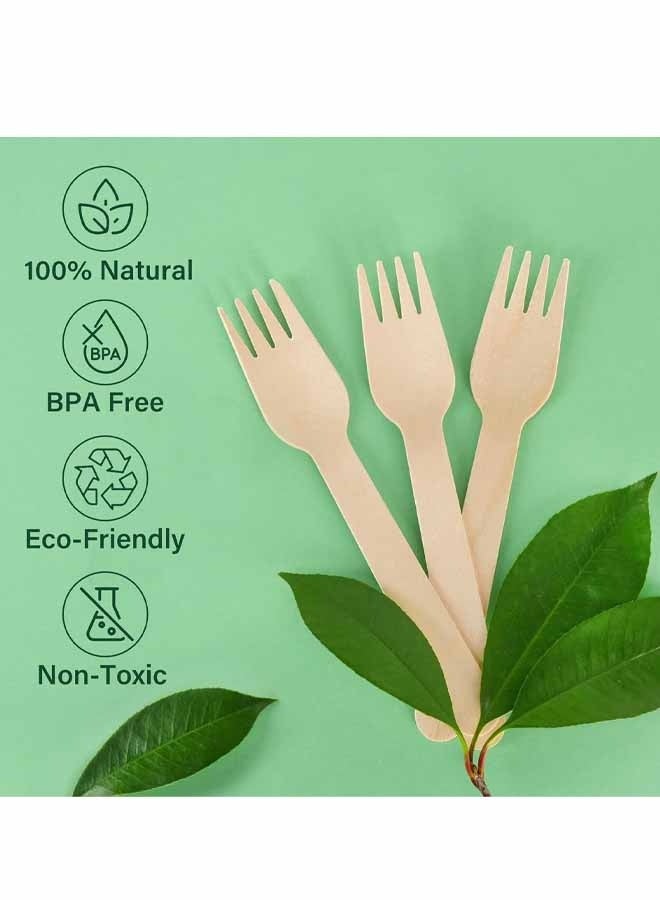 ٥٠ قطعة شوكة للاستخدام مرة واحدة، شوك خشبية، ١٤ سم، قابلة للتحلل الحيوي، مثالية للتخييم والنزهات والعشاء ولوازم الحفلات - Image 2